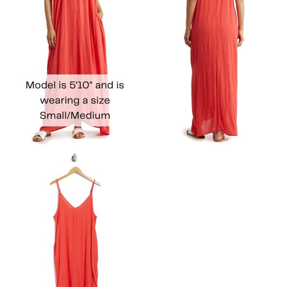 LOVESTITCH GAUZE MAXI DRESS PLUS 1X/2X RUNS LARGE COLOR FLAME - Picture 3 of 6